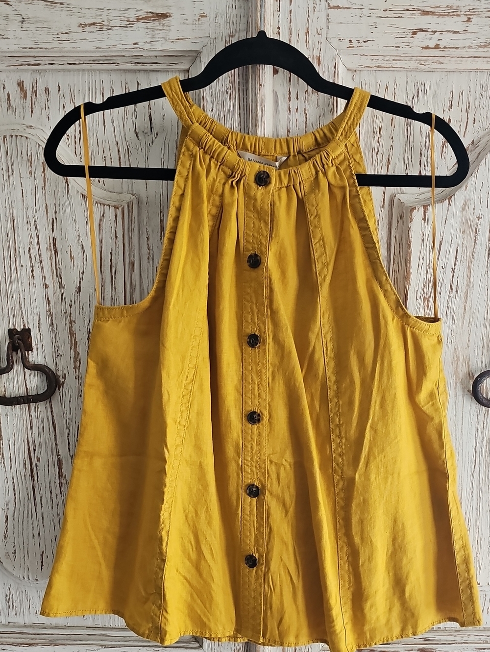 NWT Banana Republic Mustard Yellow Button-Front Top - Size S